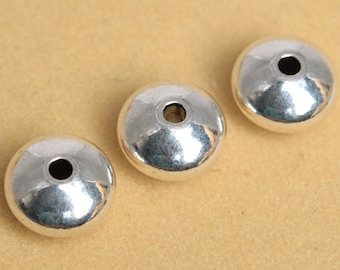 10 Pcs - 9MM Silver Tone Rondelle Spacer Beads (64395-2489)