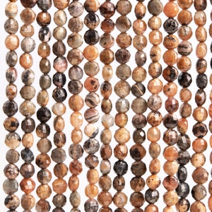 Genuine Natural Argentina Rhodochrosite Gemstone Beads 5x3MM Orange Pink Faceted Flat Round Button Loose Beads (117547)