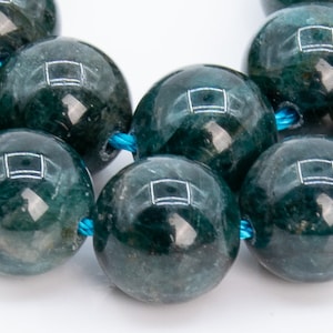 Genuine Natural Apatite Gemstone Beads 10MM Deep Blue Green Round A Quality Loose Beads (109158)