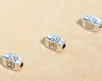 Lot De 25 Perles Barillet En Argent Tibétain 5x5mm - Pour Création De Bijoux DIY