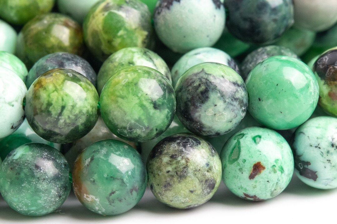 Genuine Natural Green Variscite Beads – Grade AAA Round Loose Beads (6/8/12mm)