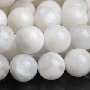 Genuine Natural Rainbow Moonstone Gemstone Beads 8MM White Round A Quality Loose Beads (119671)
