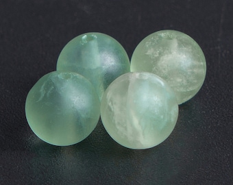 Genuine Natural Fluorite Gemstone Beads 8MM Matte Green Round A Quality Loose Beads (107082)