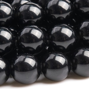 Genuine Natural Obsidian Gemstone Beads 8MM Black Round A Quality Loose Beads (101312)