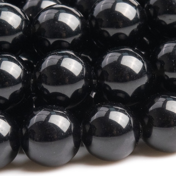 Genuine Natural Obsidian Gemstone Beads 8MM Black Round A Quality Loose Beads (101312)