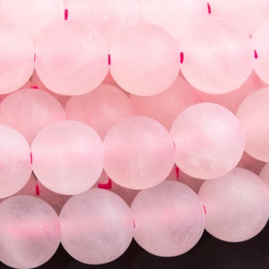 Genuine Natural Rose Quartz Gemstone Beads 5-6MM Matte Pink Round AAA Quality Loose Beads (100278)