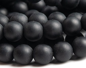 Genuine Natural Onyx Gemstone Beads 6MM Matte Black Round AAA Quality Loose Beads (111807)