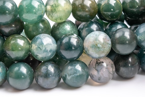 Anello Di Pietra Di Muschio Verde Naturale Argento S925 Atmosfera Europea Americ - Foto 5