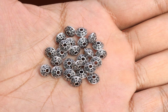 Tibetan Donut Spacer Beads 6mm Antique Silver 30 Pcs Art Hobby Jewellery Making