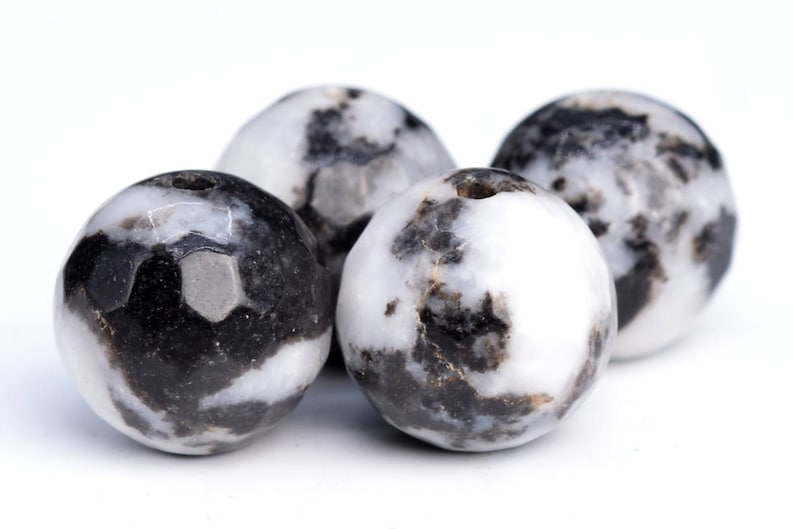 8MM Black /& White Zebra Jasper Beads Grade AAA Genuine Natural Micro Faceted Round Gemstone Loose Beads 47 24 Pcs 103125