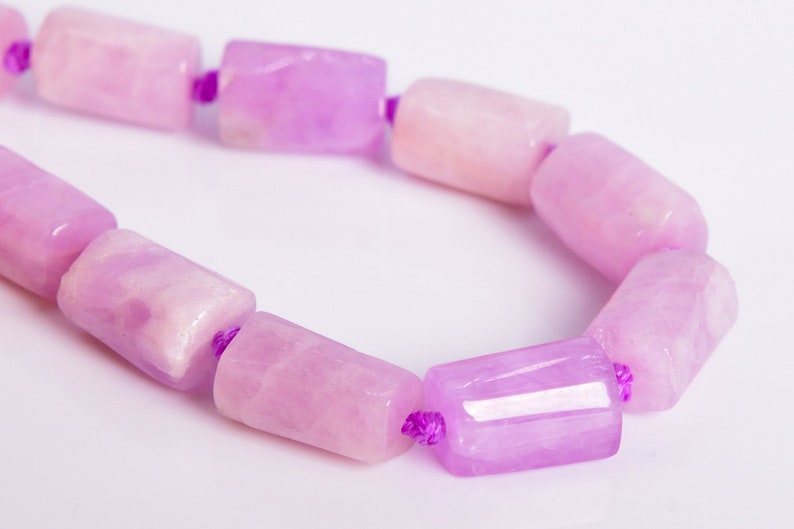 108356 7-13MM Kunzite Beads Grade AAA Genuine Natural Faceted Nugget Rectangle Tube Gemstone Beads 30-35 Pcs