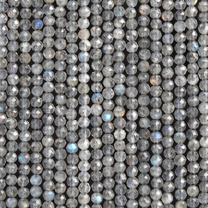 Genuine Natural Labradorite Gemstone Beads 2-3MM Gray Faceted Rondelle AAA Quality Loose Beads (107160)