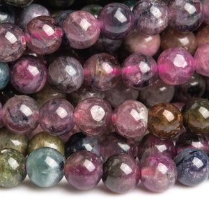 Genuine Natural Tourmaline Gemstone Beads 4-5MM Multicolor Round A Quality Loose Beads (123143)