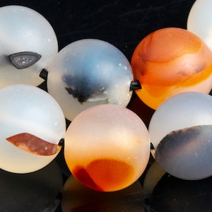 Genuine Natural Dendritic Agate Gemstone Beads 10MM Matte Multicolor Round AAA Quality Loose Beads (105242)