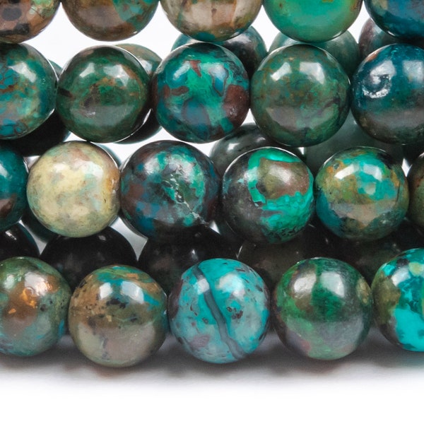 Genuine Natural China Chrysocolla Gemstone Beads 6-7MM Green Round A Quality Loose Beads (119106)