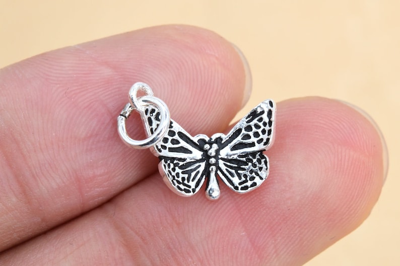 62140 15x10MM Sterling Silver Butterfly Charm 1 Pcs