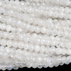 Genuine Natural Rainbow Moonstone Gemstone Beads 3x2mm White Faceted Rondelle A+ Quality Loose Beads (120622)
