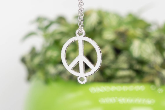 20 Pcs - 19x14x1mm Peace Sign Connector Charm Antique Silver Tone