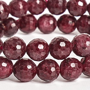 Red Ruby Gemstone Beads 6MM 8MM 10MMRed Micro Faceted Round AA Quality Loose Beads
