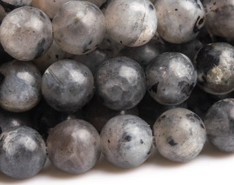 Genuine Natural Larvikite Gemstone Beads 4MM Black Labradorite Round A Quality Loose Beads (100164)