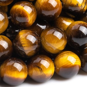 Genuine Natural Tiger Eye Gemstone Beads 6MM Yellow Round AAA Quality Loose Beads (102879)