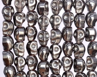 Genuine Natural Hematite Gemstone Beads 6x4MM Black Skull AAA Quality Loose Beads (104845)