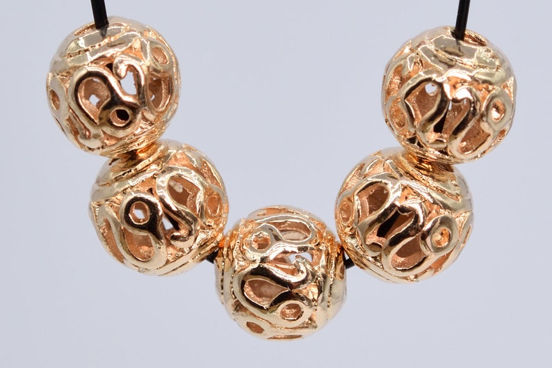 60322-1596 8MM Rose Gold Tone Round Spacer Beads for Jewelry Making 10 Pcs