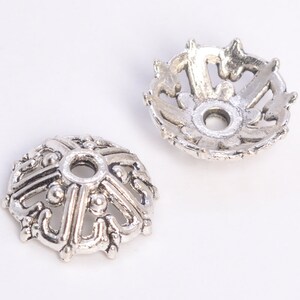 30 Pcs - 13x5MM Hollow Bead Cap Antique Silver Tone Zinc Alloy Bead Cap (62984-2344)