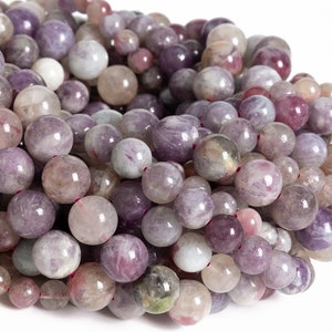 Lepidolite Purple Natural Tourmaline Gemstone Beads 6MM 8MM 10MM  Round AAA Quality Loose Beads