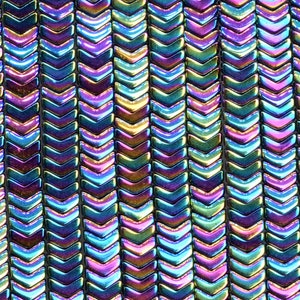 Perline di pietra preziosa di ematite 3 x 1 mm, perline sciolte di qualità AAA, a forma di freccia arcobaleno (104686)