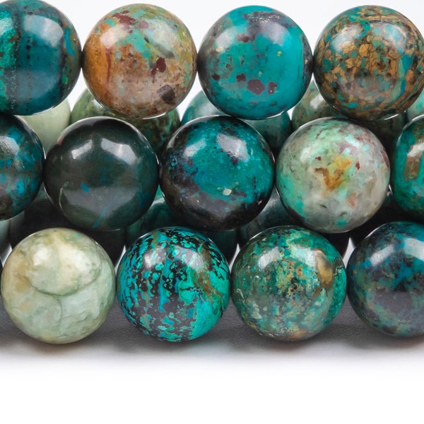 Genuine Natural China Chrysocolla Gemstone Beads 10MM Green Round A Quality Loose Beads (119108)