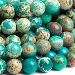 Sea Sediment Imperial Jasper Gemstone Beads 6MM Lake Green Round AAA Quality Loose Beads (101855)