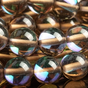 Mystic Aura Quartz Beads 8MM Cocoa Brown Round Loose Beads (104574)