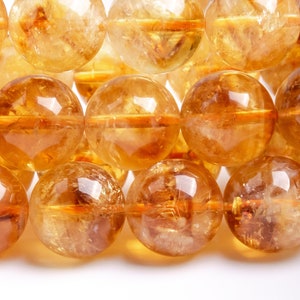 Genuine Natural Citrine Gemstone Beads 13MM Brown Yellow Cloudy Round A Quality Loose Beads (119543)