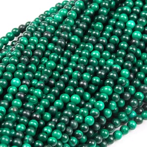 Genuine Natural Malachite Gemstone Beads 2MM Deep Green Round AA Quality Loose Beads (124567)