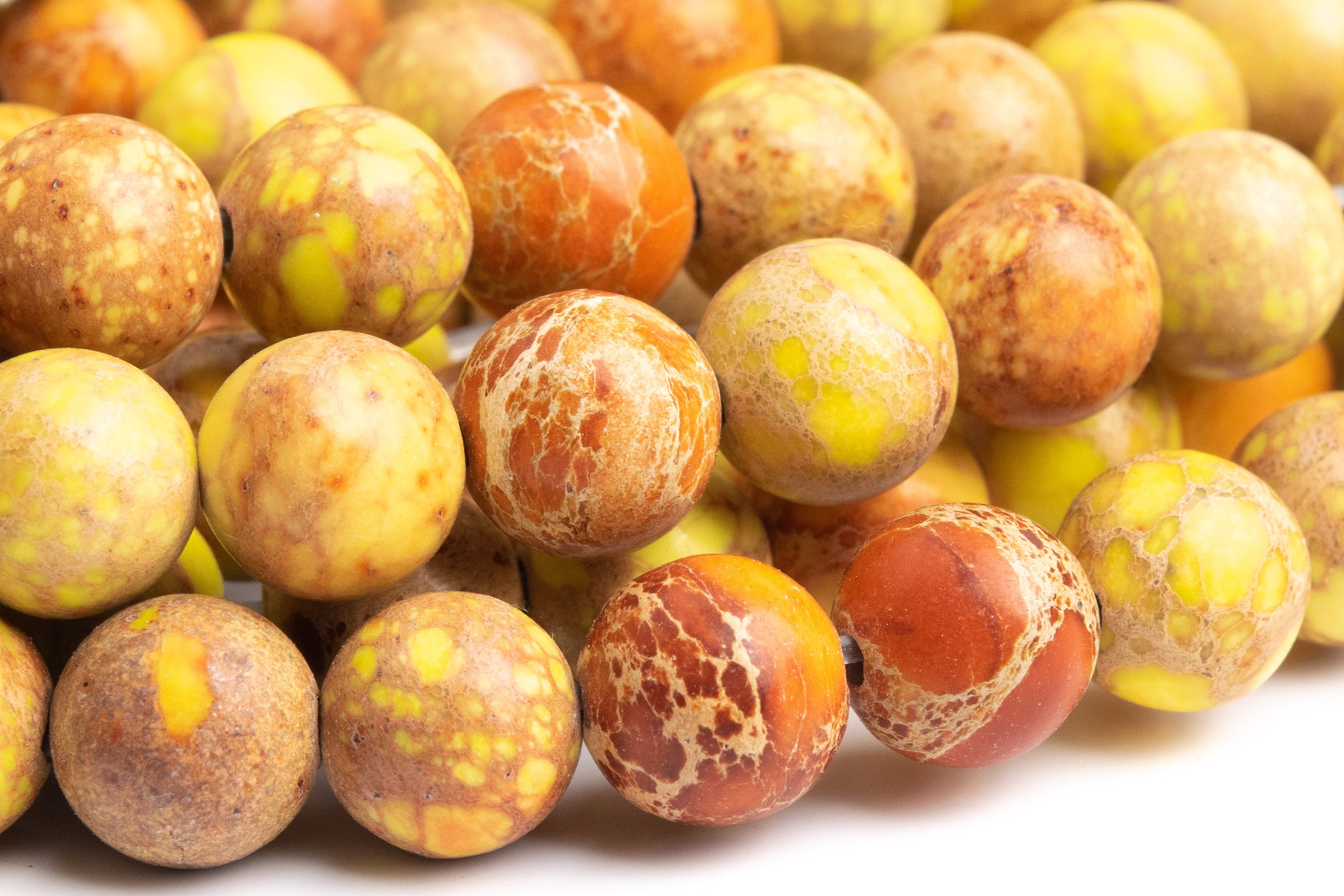 Yellow Sea Sediment Imperial Jasper Gemstone Beads 8MM Mustard Round AAA Quality Loose Beads (102768)