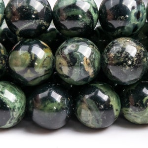 Genuine Natural Kambaba Jasper Gemstone Beads 10MM Green Round AAA Quality Loose Beads (104640)