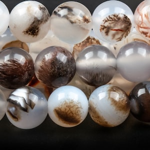 Genuine Natural Flower Agate Gemstone Beads 8MM Clear Round AAA Quality Loose Beads (101754)
