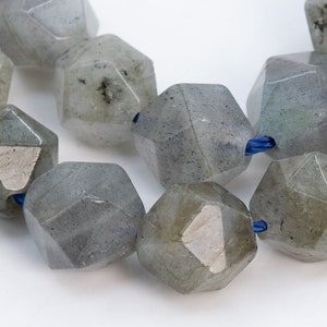 Perline di pietra preziosa naturale labradorite autentica da 7-8 mm, taglio a stella grigio chiaro, sfaccettata, qualità A (103829)