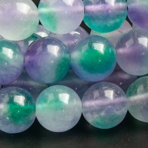 Jade Gemstone Beads 8MM Light Purple & Green Round Loose Beads (119079)