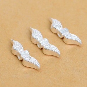 5 Pcs - 13x3MM Sterling Silver Angel Wings Spacer Beads for Jewelry Making (63963-2132)