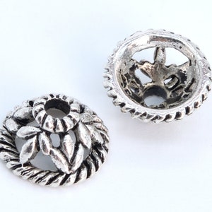 30 Pcs - 10x5MM Hollow Bead Cap Antique Silver Tone Zinc Alloy Bead Cap (63089-2349)