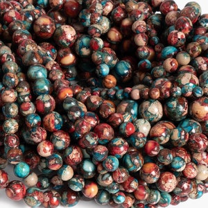 Sea Sediment Imperial Jasper Gemstone Beads 4MM 6MM 8MM 10MM Red Blue Round AAA Quality Loose Beads