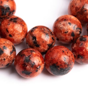 Jade Gemstone Beads 8MM Orange Red Round AAA Quality Loose Beads (106281)