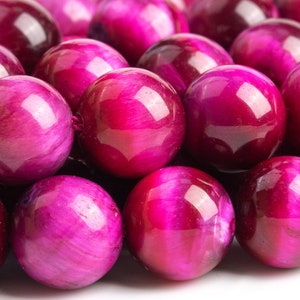 Tiger Eye Gemstone Beads 10MM Rose Red Round AA Quality Loose Beads (100203)