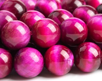 Tiger Eye Gemstone Beads 10MM Rose Red Round AA Quality Loose Beads (100203)