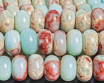 Genuine Natural Impression Jasper /Snake Skin Jasper Gemstone Beads 8X5MM Blue Rondelle AAA Quality Loose Beads (127339)