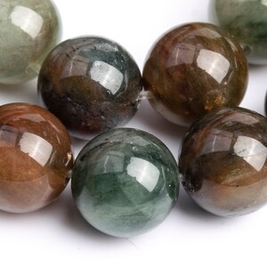 Cuentas de piedra preciosa de ágata musgosa natural genuina de 10 mm, cuentas sueltas redondas multicolores de calidad AAA (116979)