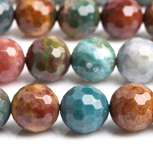 Genuine Natural Ocean Jasper Gemstone Beads 7-8MM Multicolor Micro Faceted Round AAA Quality Loose Beads (105425)