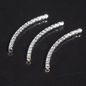 4 Pcs - 30x2MM Sterling Silver Faceted Curved Tube for Jewelry Making (64764-2172)